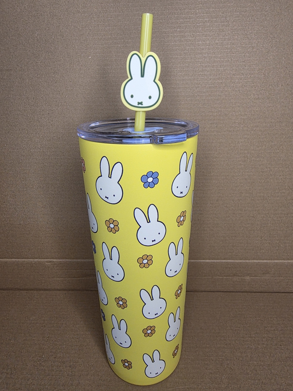 Miffy Yellow Floral Tumbler w/ Straw Topper